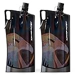Survivor Filter 1L Black Collapsible Water Bottles - Travel, Hiking, Foldable, BPA-Free - 2 x 33oz