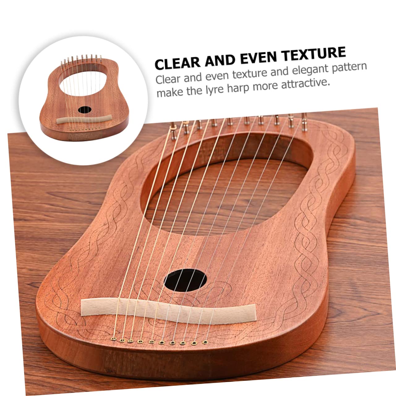 Toyvian Arpa a Lira in Legno 10 Corde, Strumento Musicale Portatile dal Suono Caldo, Accordatura, per Esecuzioni Orchestrali