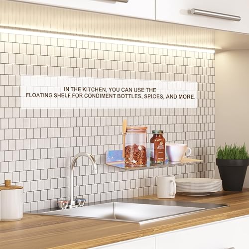 Miniatura 6 de Estantes acrílicos iridiscentes de arco iris, estante flotante de pared, estante organizador de exhibición para habitación de los niños, baño,