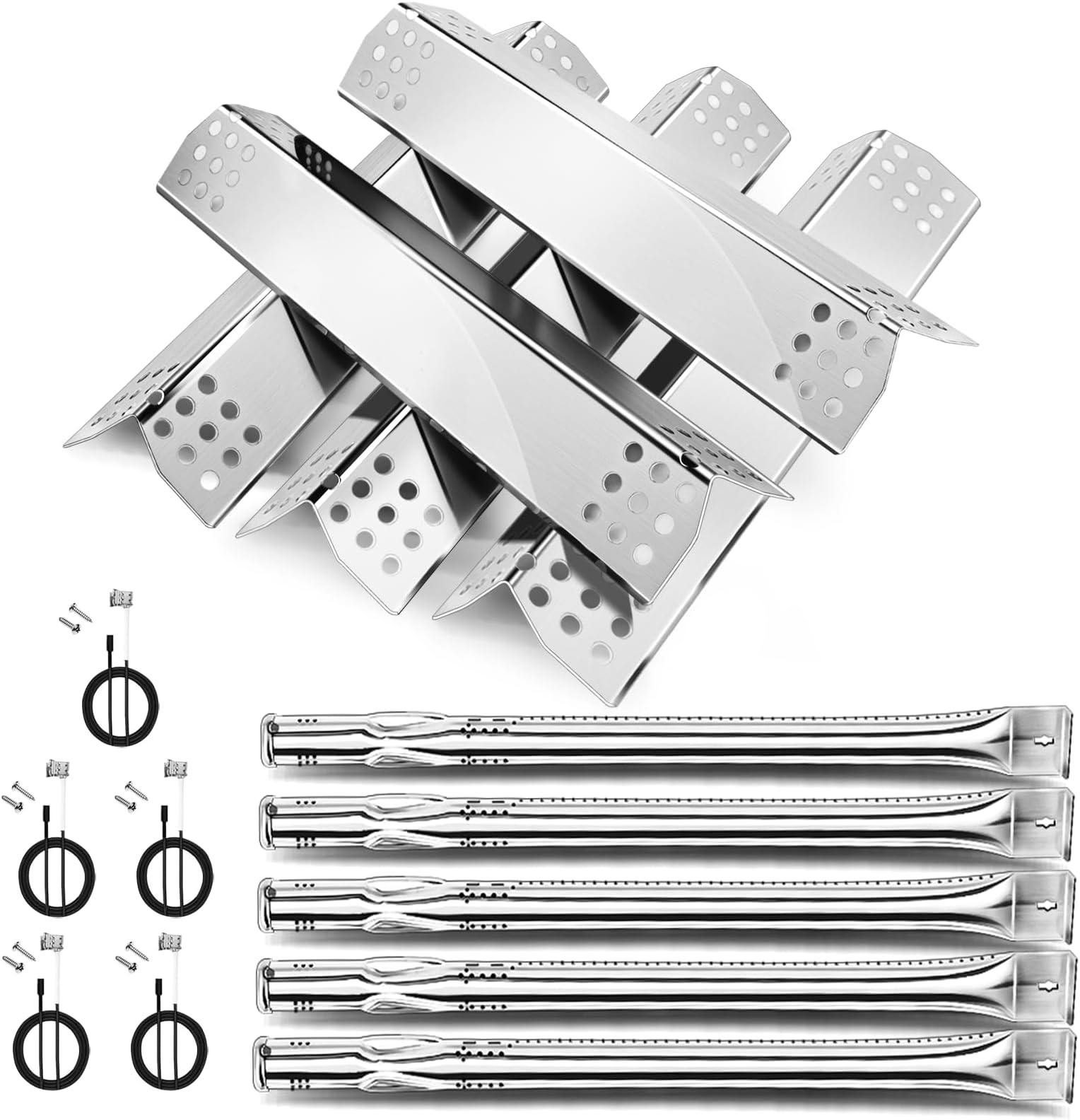 Uniflasy Grill Replacement Parts for Nexgrill 720-0882A 720-0925P 720-0925 720-0896B 720-0896C, Stainless Steel Grill Burners Heat Plate Shields Replacement for Nexgrill 5 Burner 720-0882A, 5 Pack