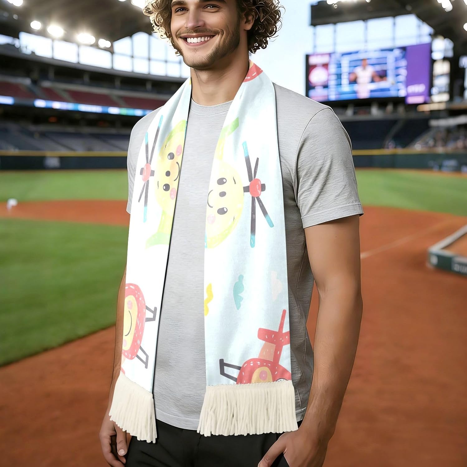 CHIFIGNO Cute Helicopters Sports Fan Scarf, Soft Polyester Soccer Scarf, Quick Dry Cheer Wrap for Stadium Events