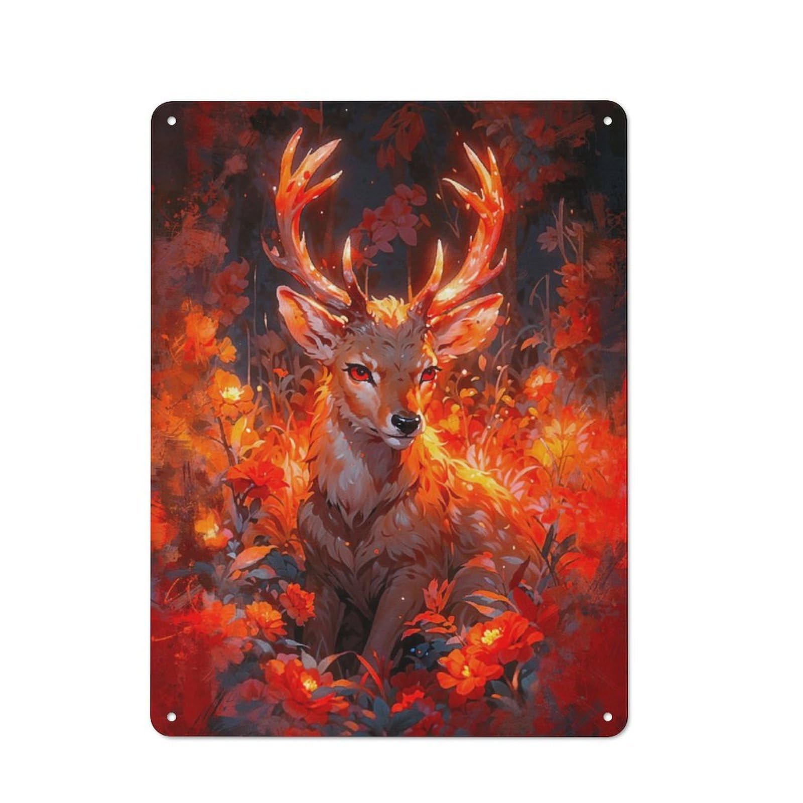 Junmoney The Curious Deer Vintage Tin Sign 40X30cm With For Garage Wall, Suited To People Furnishing A Garage