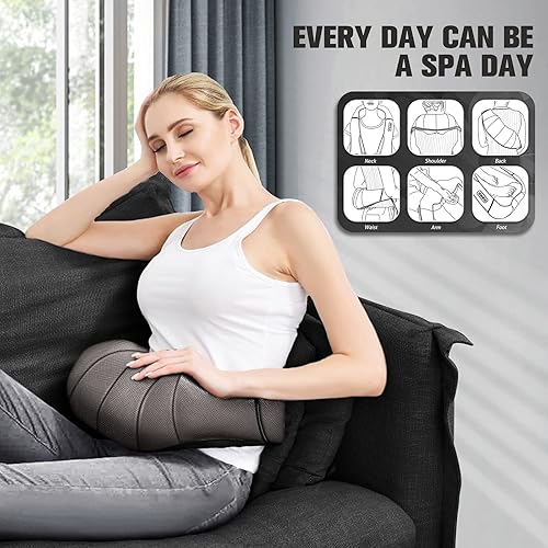 Vista 14 de Masajeador de hombros con calor para cuello y espalda, eléctrico, masaje para cuello, espalda, hombro, cintura, pie, masaje completo Shiatsu, regalo