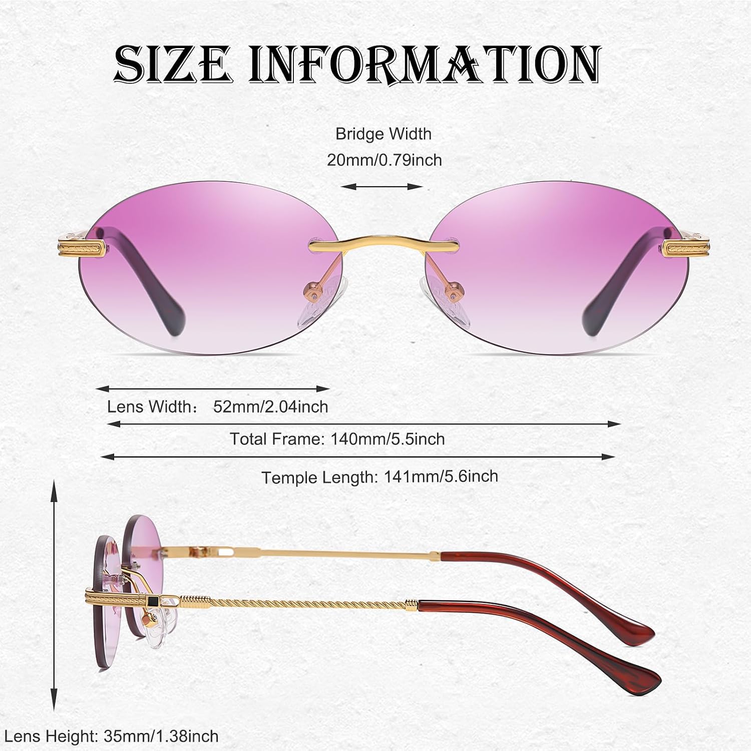 Retro Oval Sunglasses Rimless Small Round Glasses Frameless UV400 Men Women Fashion Shades image 4