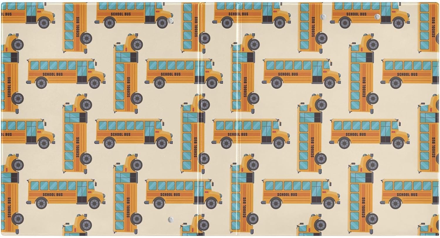 Retro School Bus Decorative 3 Ring Binder 2 Inch Large View Binders with Pockets Holds 200 A4 Sheets File Organizer for Office College School, 1Pack
