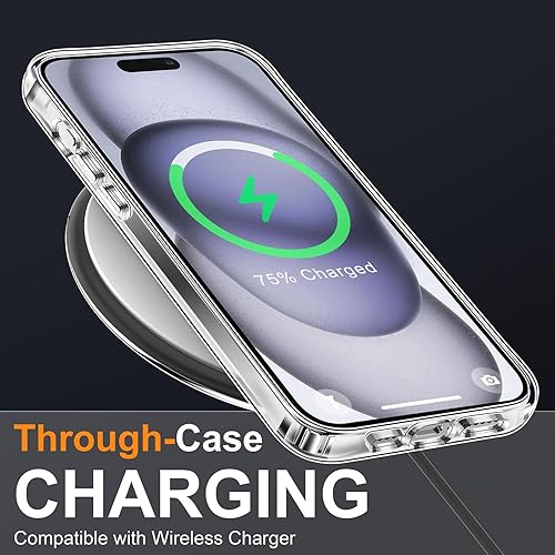 Vista 18 de MOCCA Funda transparente compatible con iPhone 15, no amarillea, compatible con carga inalámbrica, delgada, a prueba de golpes, transparente, a