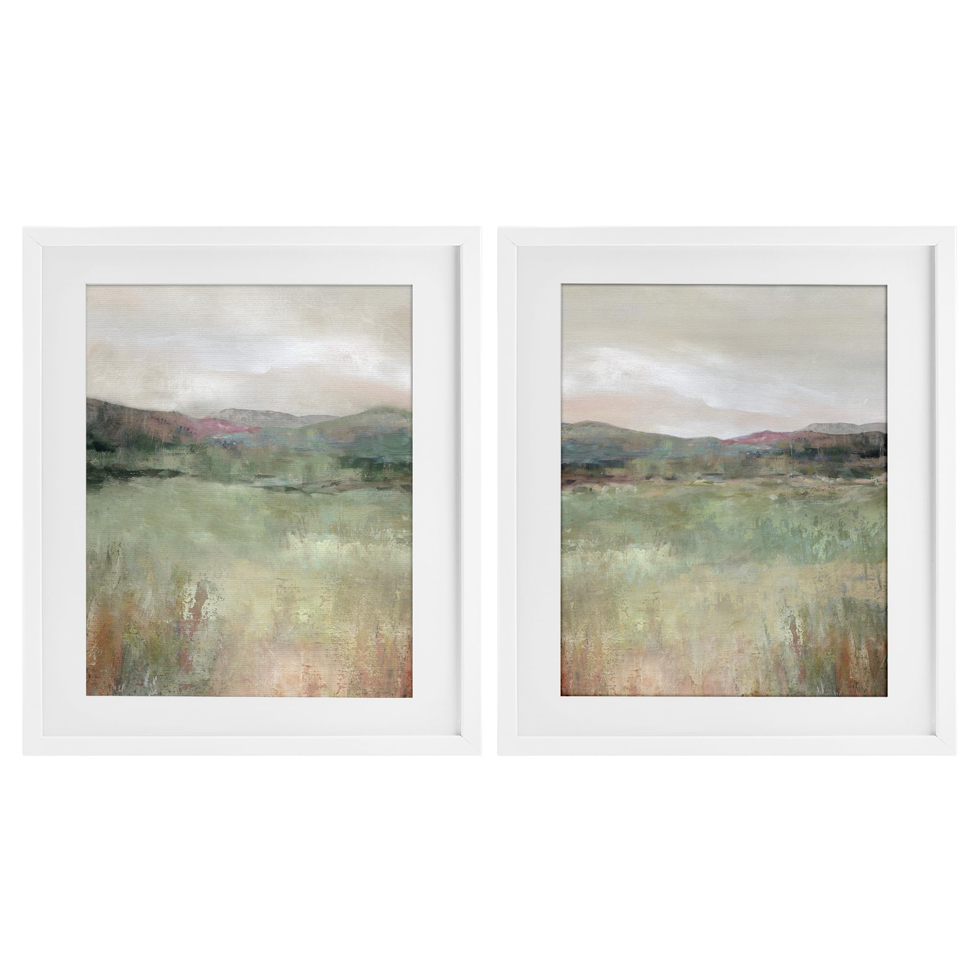'Muted Glimpse of Spring'| 2pc Framed Print Under Glass Set