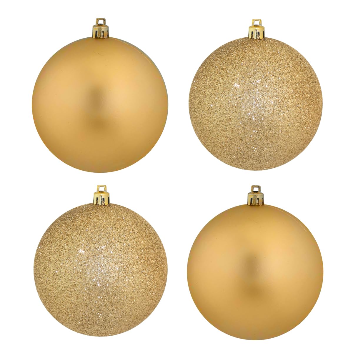 Widdle Gifts Gold Bauble Christmas Decoration 4 Pack 100Mm Glitter/Plain Baubles 2753