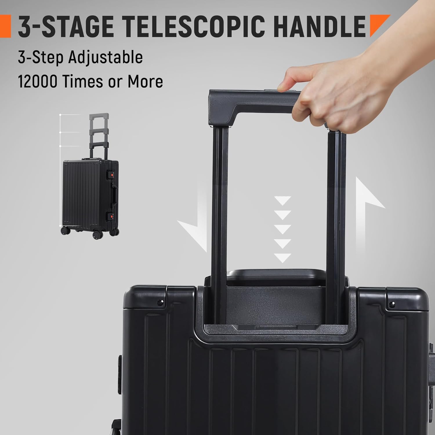 UrbanExplorer All Aluminum Carry On Luggage 22x14x9 Airline Approved Heavy Duty Hard Shell Suitcases Zipperless Suitcase with TSA Lock, Black, 20 Inch - Image 4