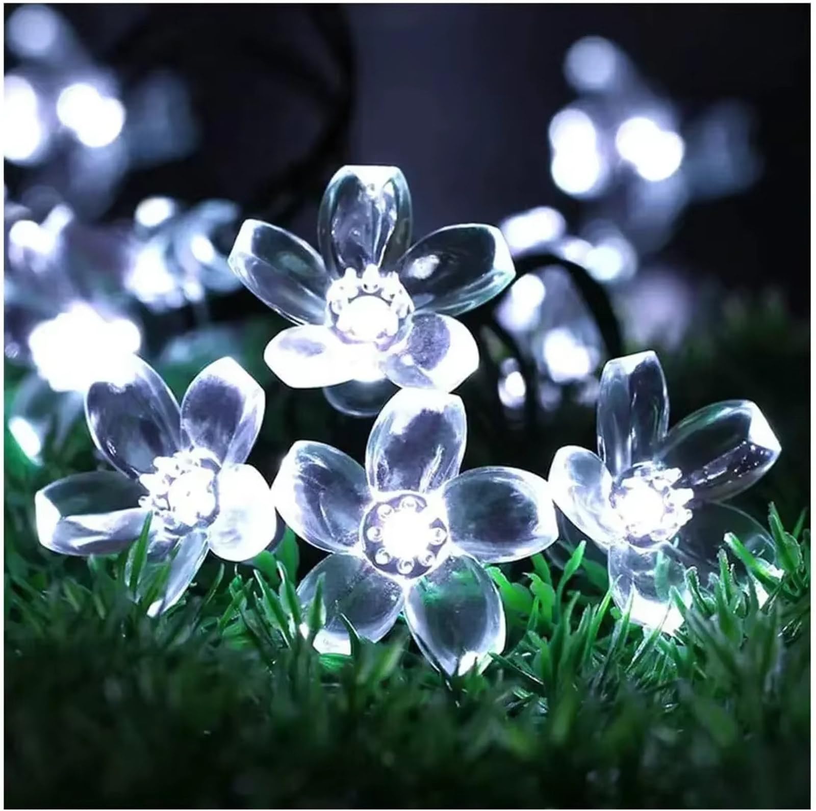 Treer Solar Cherry Blossom String Lights Outdoor, 8 Modes LED Copper Wire Fairy Lights, IP65 Waterproof Auto On/Off, Decor for Garden Patio Balcony Wedding Christmas Party (White,22m/200LED)