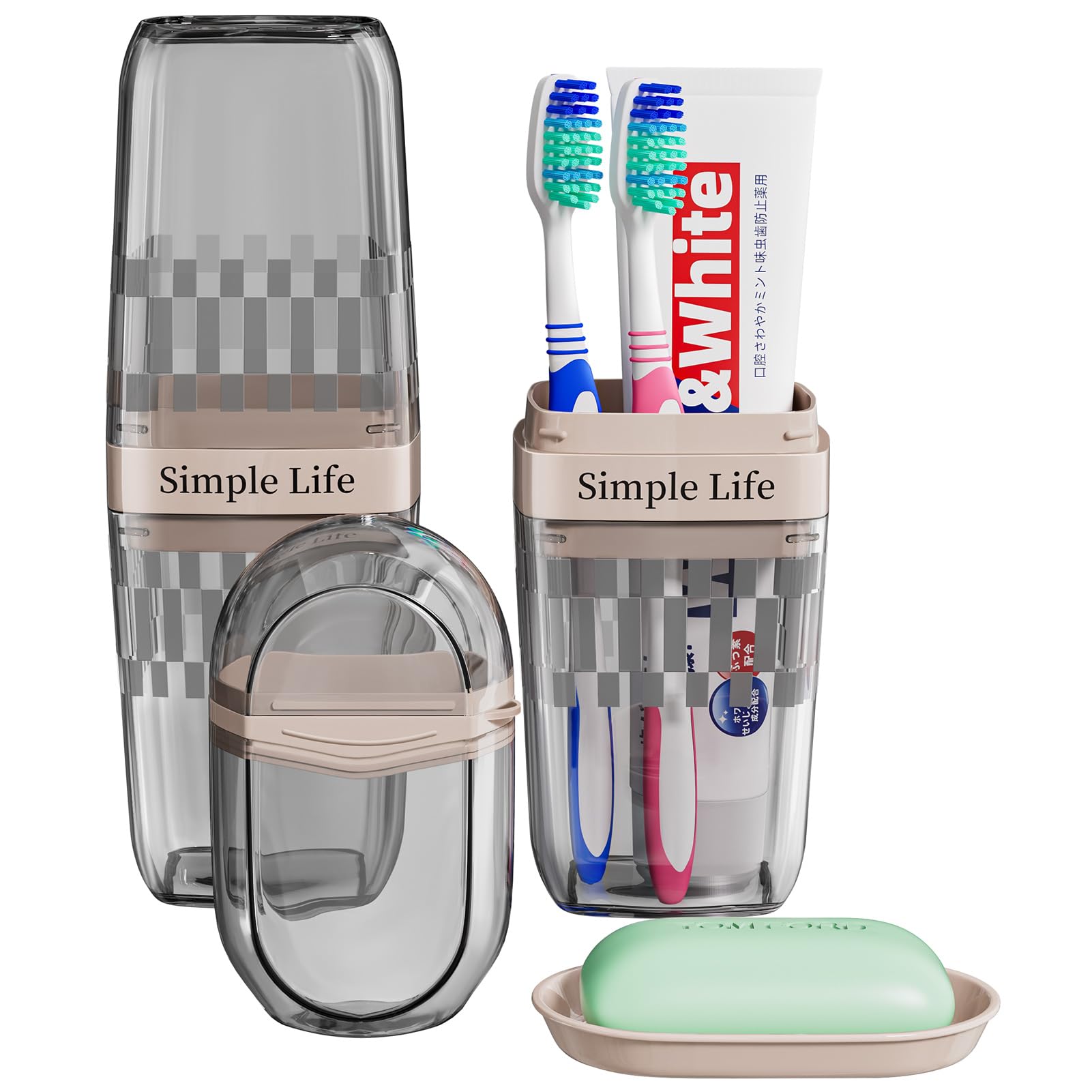 VITVITI Travel Soap Case Container, Portable Toothbrush Travel Case Dish Tray, 7.88 Inch Toothpaste Traveling Toothbrush Holder Set with Cover for Trip/Bathroom/Camping, Gray-image-18