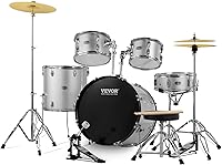 VEVOR 5-Piece Adult Drum Set Kit, 22'' Full Size Complete with Bass, Toms, Snare, Throne, Stands, Cymbals & Pedals - Beginner Drum Kit