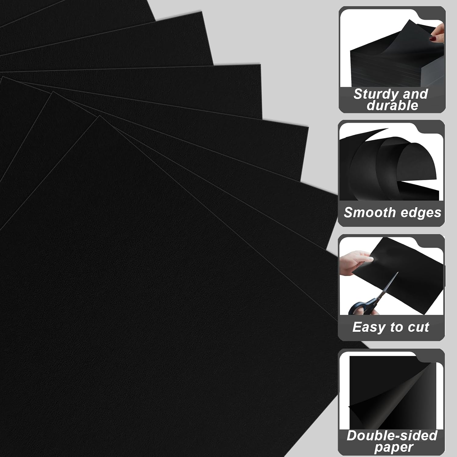 12" x 12" Black Cardstock Paper, 100 Sheets Card Stock, 92lb/250gsm Heavyweight Printable Card Stock for Invitations, DIY Cards, Menus, Art Crafting, School and Office Supplies