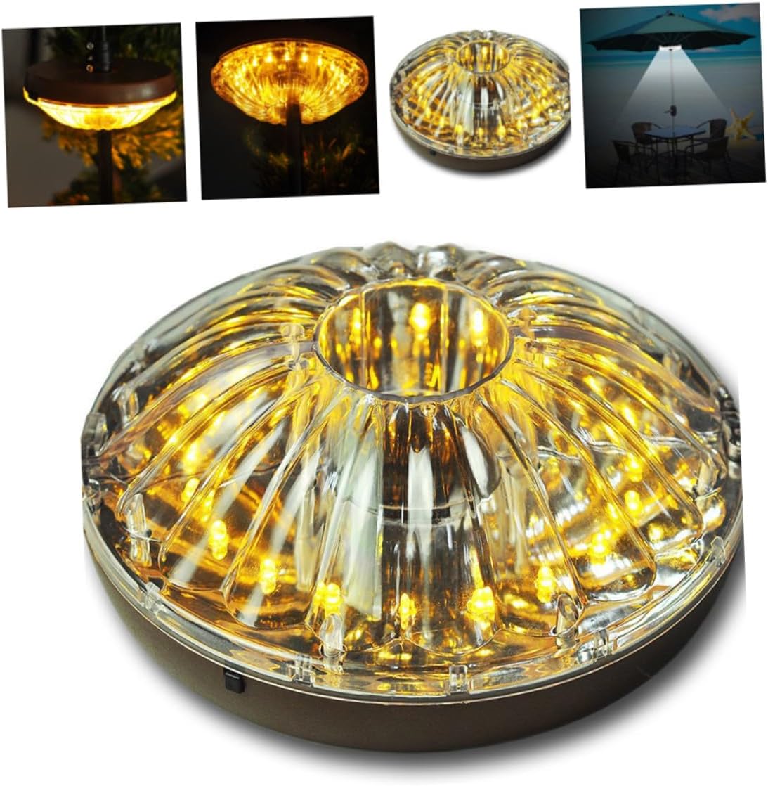 LED Detachable Outdoor Umbrella Light Lumens Warm White Portable Camping Lamp Cordless Emergency Tent Lantern Lightweight PVC Pole Light for Patio and Outdoor Activities