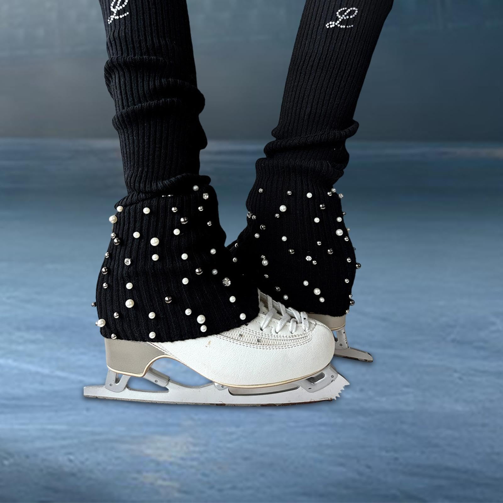 predolo Calentadores de Piernas Patinaje Calcetines Termales Patinaje sobre Hielo Tejido Antideslizante Diseño Elástico para Niñas Mujeres Uso en Patinaje