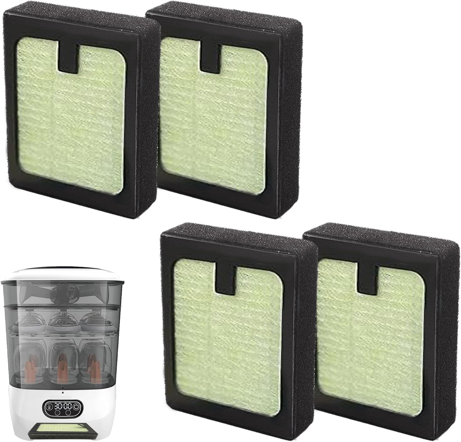 4PCS HEPA Filter Replacement Compatible with Baby Brezza Bottle Dryer Advanced and Baby Brezza Bottle Washer Pro