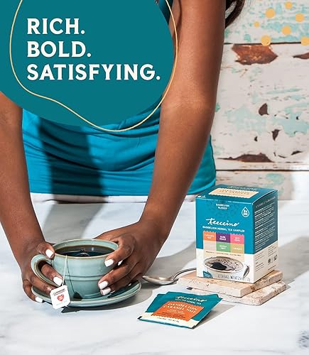 Miniatura 4 de Teeccino Muestra de té de diente de león caramelo coco tostado oscuro menta moca chai rojo cúrcuma té de hierbas tostadas que no contiene cafeína y