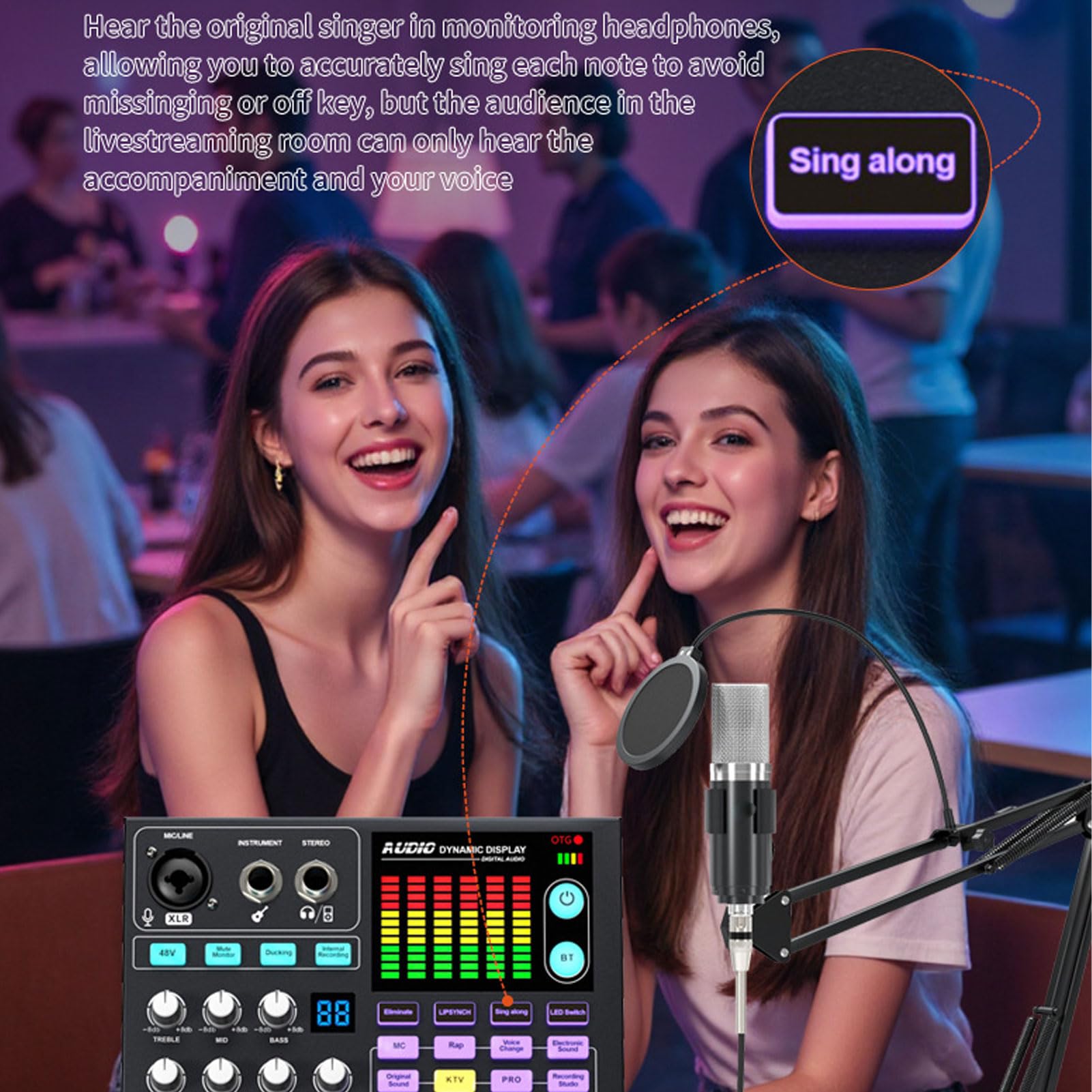 Btuty Scheda Podcast 48V Mixer DJ BT Scheda Musicale Esterna Mixer da Gioco per Studio di Streaming Live