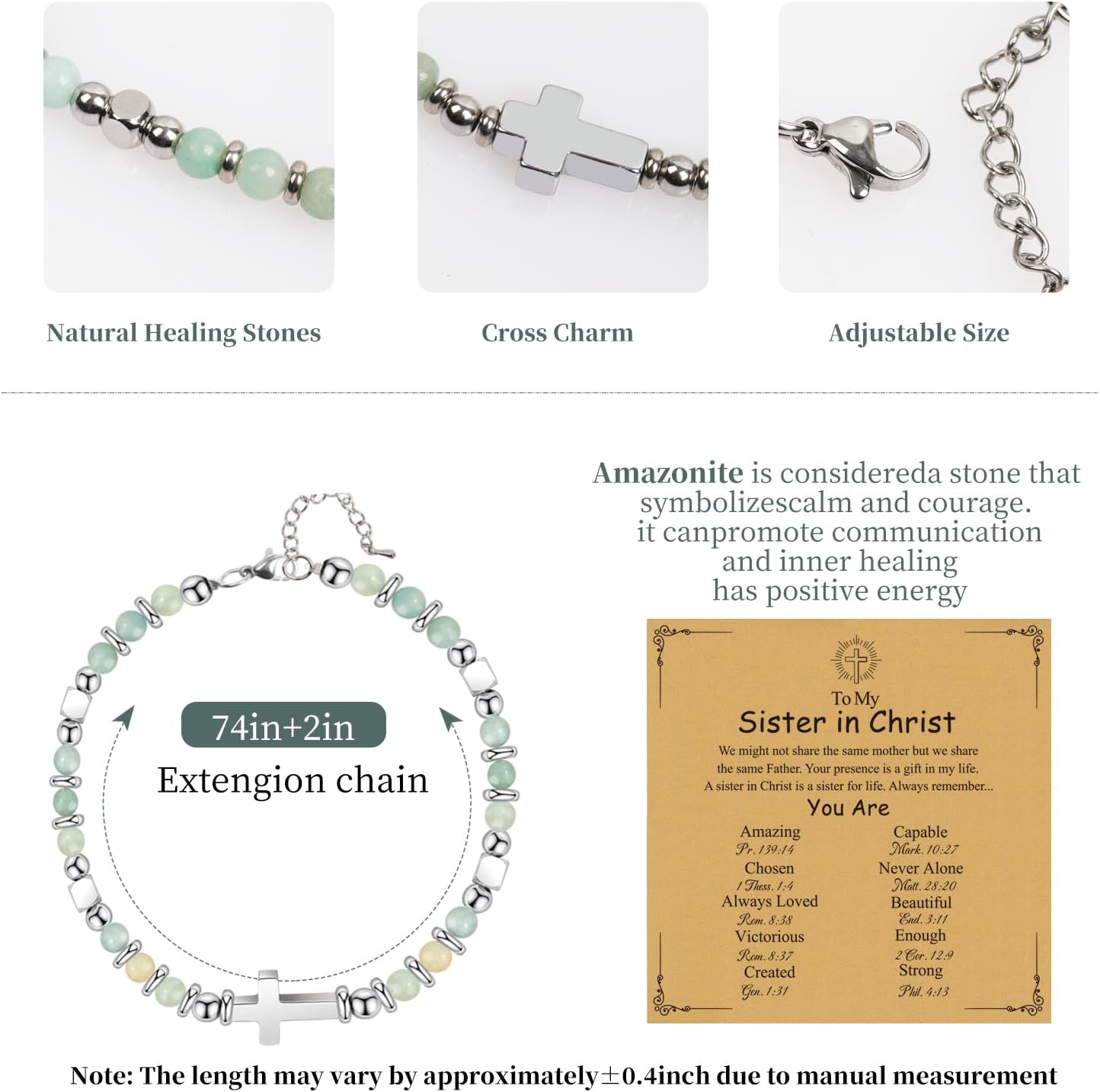 Cross Bracelet for Women, Christian Gifts for Women Confirmation Baptism Easter Gifts Unique Gift for Friends Mom Sister in Christ Niece Birthday Christmas - Image 2