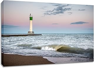 Grand Bend Lighthouse Canvas Wall Art. Lake Huron Dawn Photography Print.