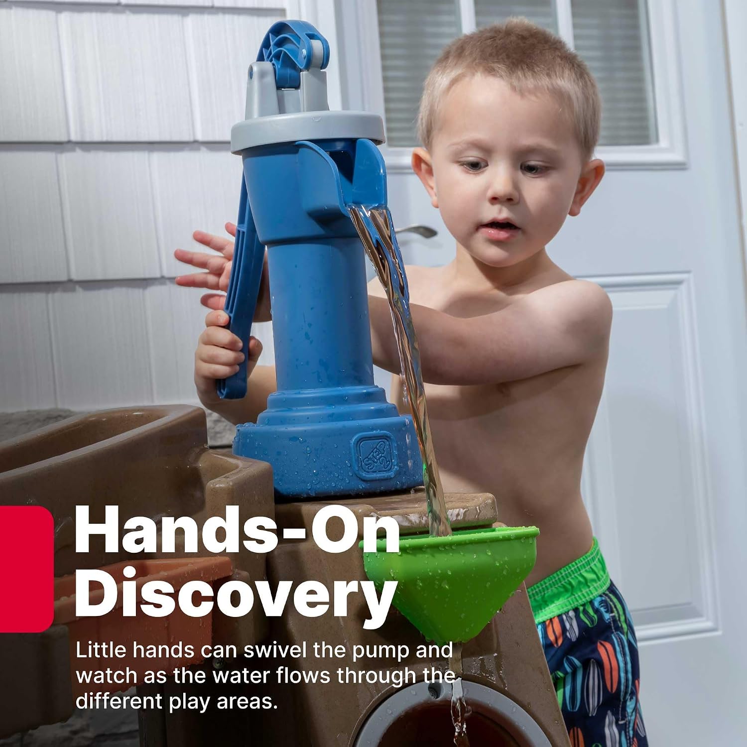 Step 2 Pump & Splash Discovery Pond Water Table, Kids Water Sensory Activity Pool, Summer Outdoor Toys, 10 Piece Toy Accessories, For Toddlers 2+ Years Old thumbnail