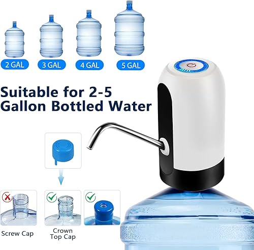 Miniatura 2 de Ausxaron Dispensador de botella de agua, dispensador de bomba de agua, bomba eléctrica portátil para jarra de agua con carga USB, bomba de agua