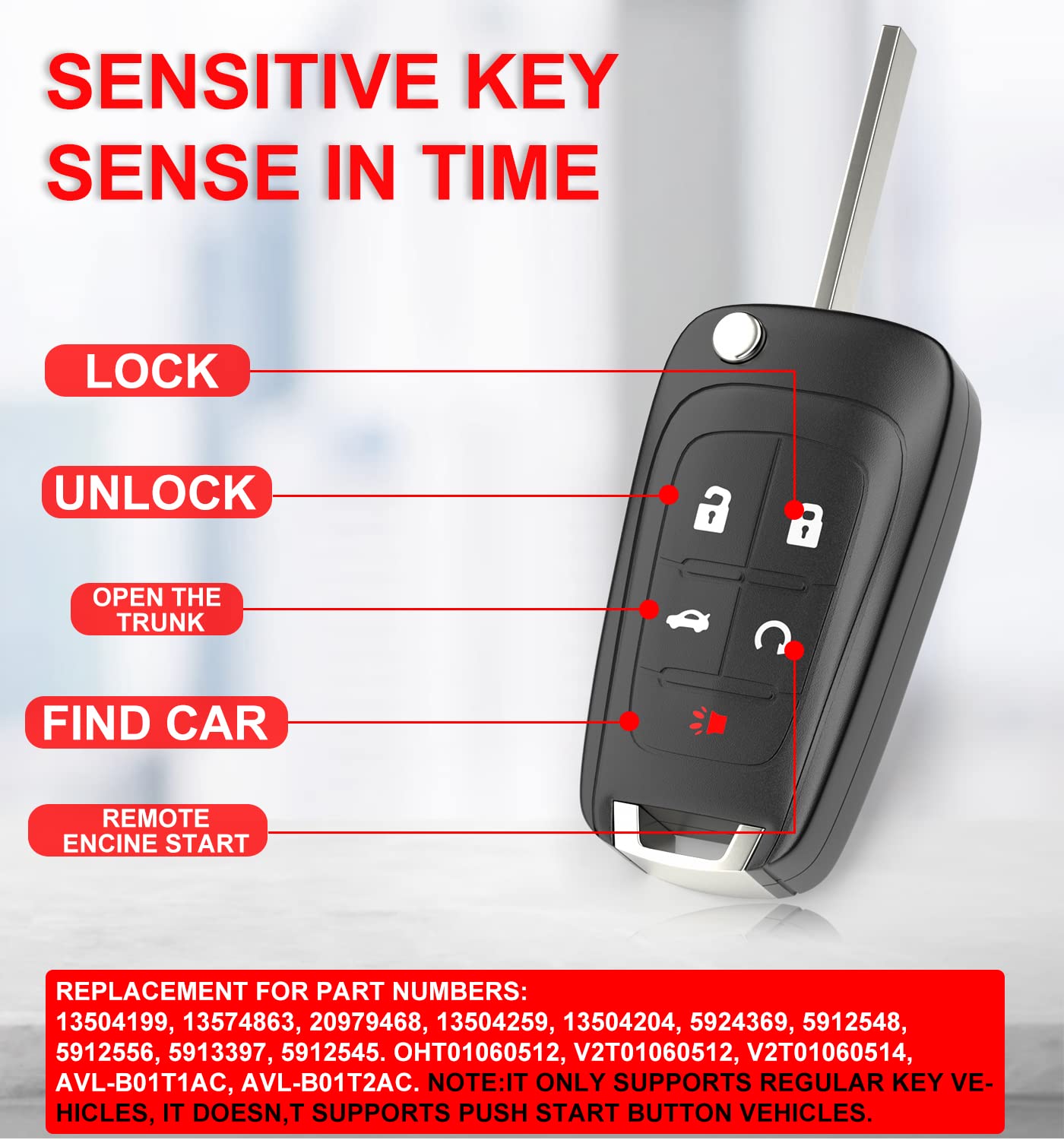 Key Fob Replacement Fits For Chevy Cruze Equinox Camaro Impala Malibu Sonic Buick Regal Verano Encore Lacrosse Gmc Terrain 2010 2021 Oht01060512 Keyless Entry Remote Control 13504199 Pack Of 2 5btn
