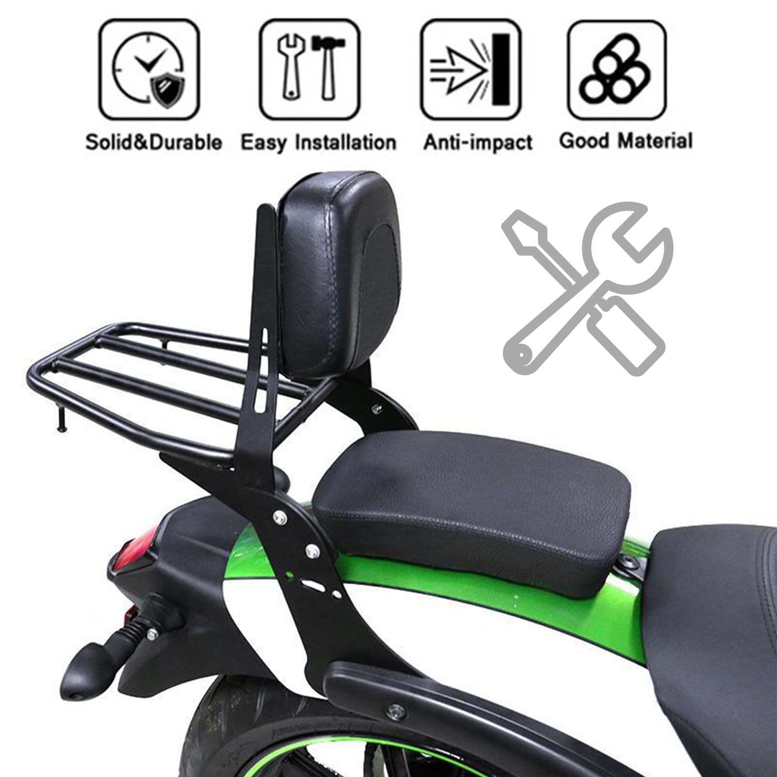 Schienale Sissy Bar per Moto con Portapacchi Posteriore per Kawasaki Vulcan S 650 VN650 Supporto per Top-Box Supporto Esteso Poggiaschiena Posteriore per Passeggero