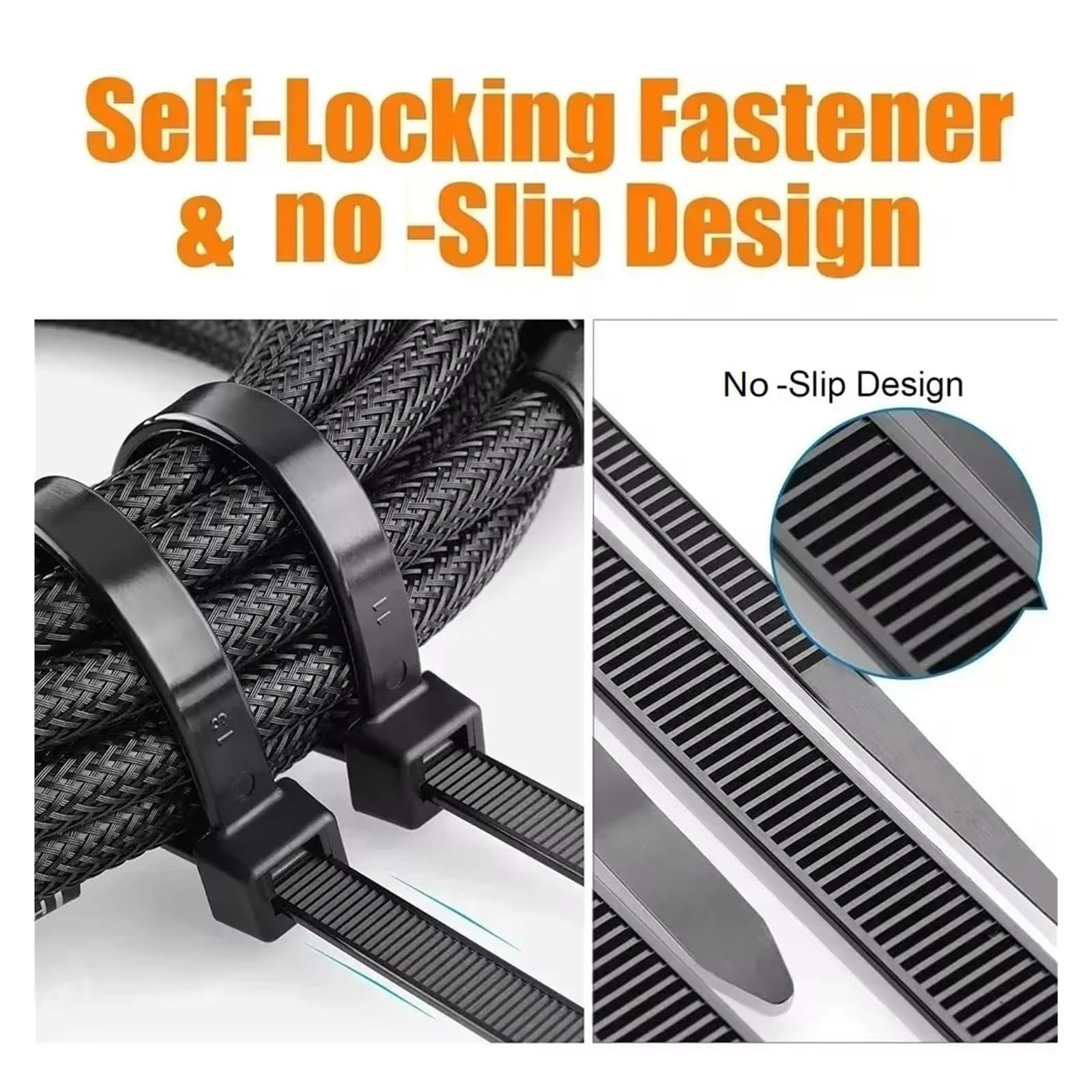 Bridas de nailon de plástico con autocierre, ajustables, for el hogar y la oficina, 500/1000 unidades - Fácil Instalación(2.5x300mm (500pcs))
