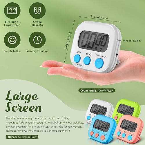 Miniatura 2 de Xuhal Paquete de 28 temporizadores de aula para profesores, temporizador digital magnético para dígitos de aula, cronómetro, temporizador para