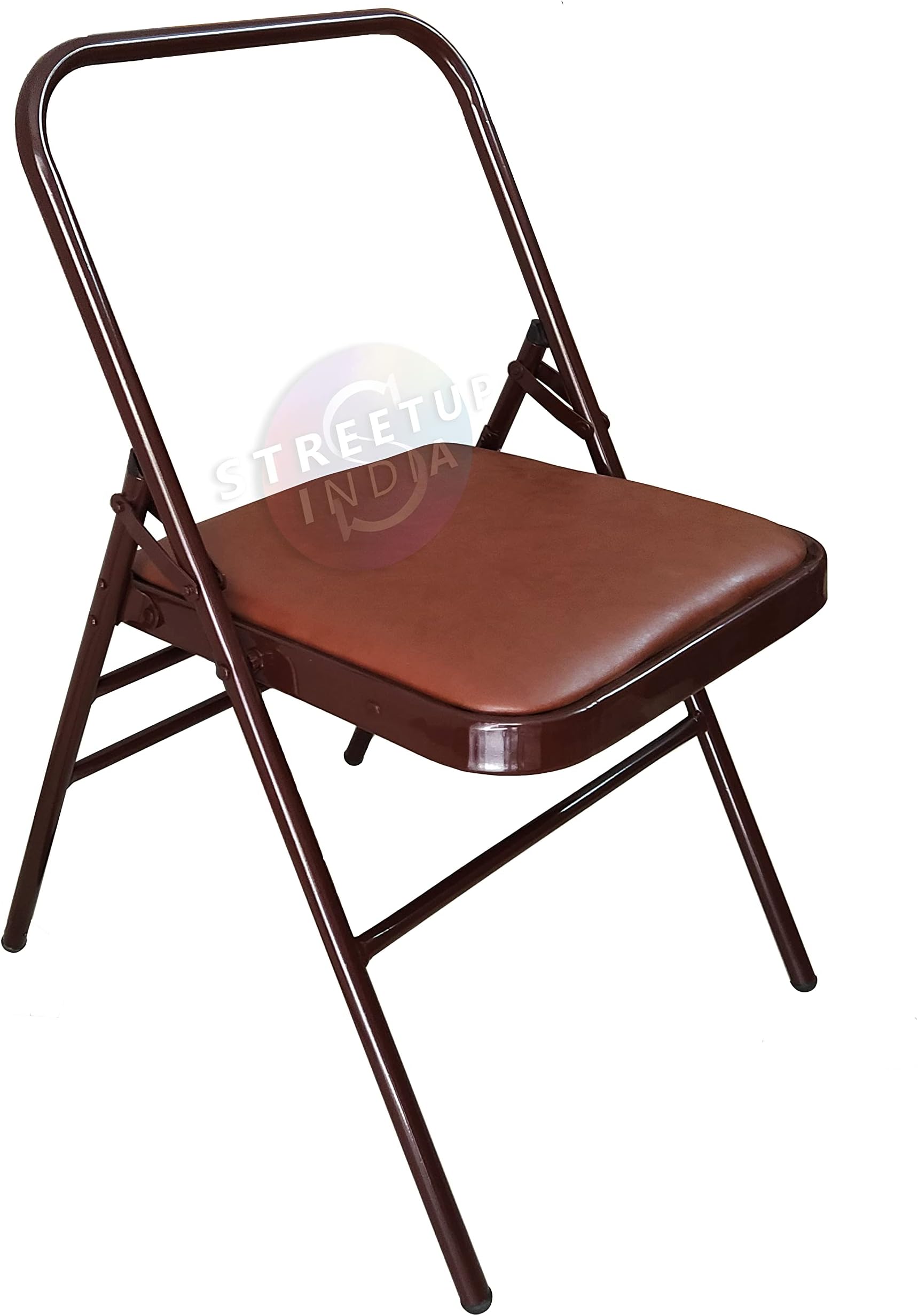 Streetup India® ヨガチェア レザーシート付き バックレスチェア アイアンガーヨガ/フィットネス用 (ブラウン)