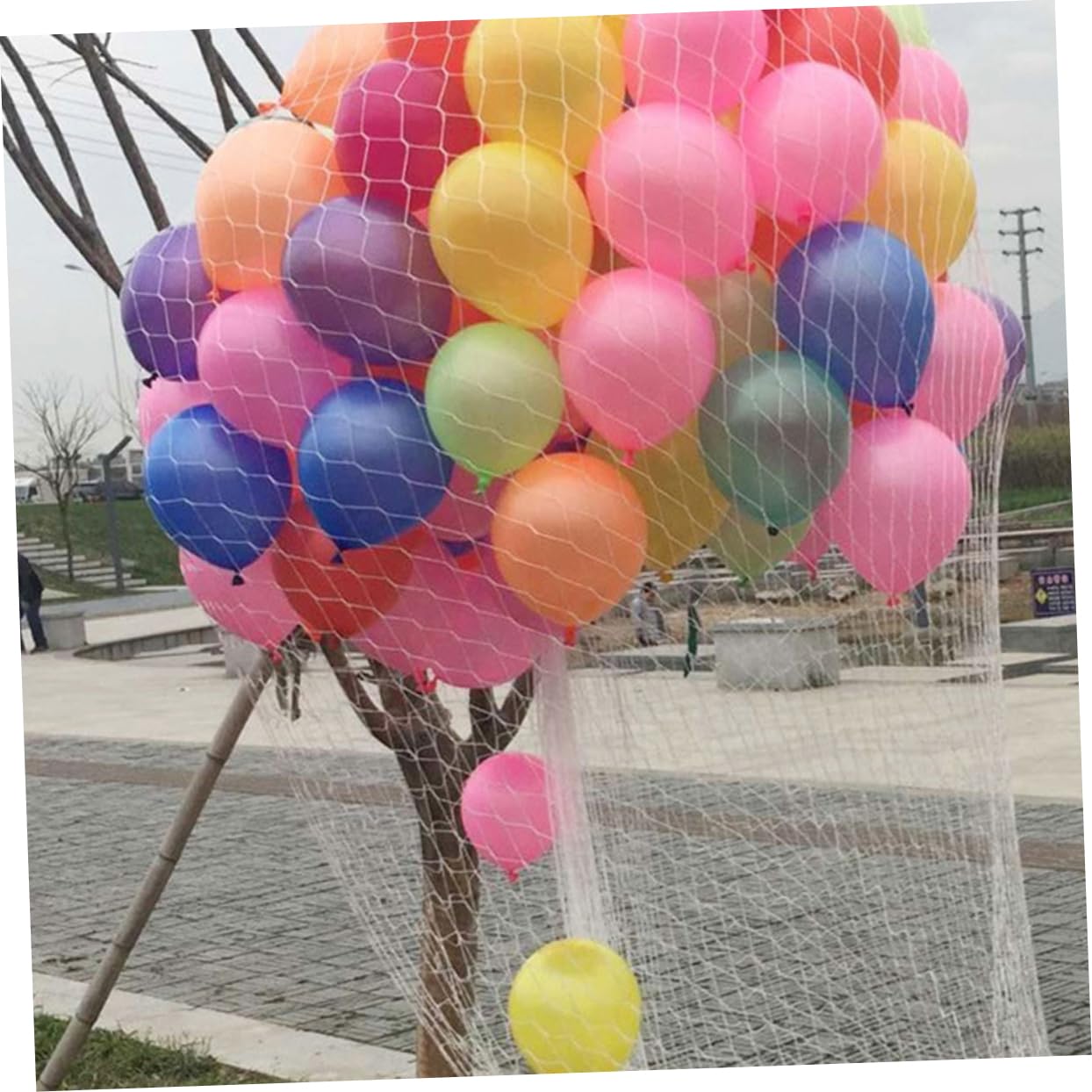 Wiederverwendbares Ballonaufstiegsnetz aus Kunststoff für Partys | Weißes Netzgewebe, Hält bis 1000 Ballons, Geeignet für Hochzeiten und Feierveranstaltungen
