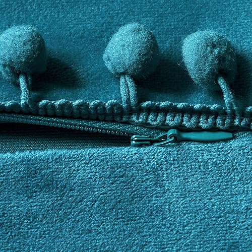 Miniatura 3 de 2 fundas para cojín decorativo de terciopelo con pompones