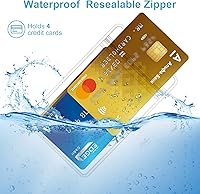 Vista 3 de Paquete de 10 portatarjetas de identificación extragruesos, resistente al agua, plástico transparente, PVC, bolsillo vertical resellable