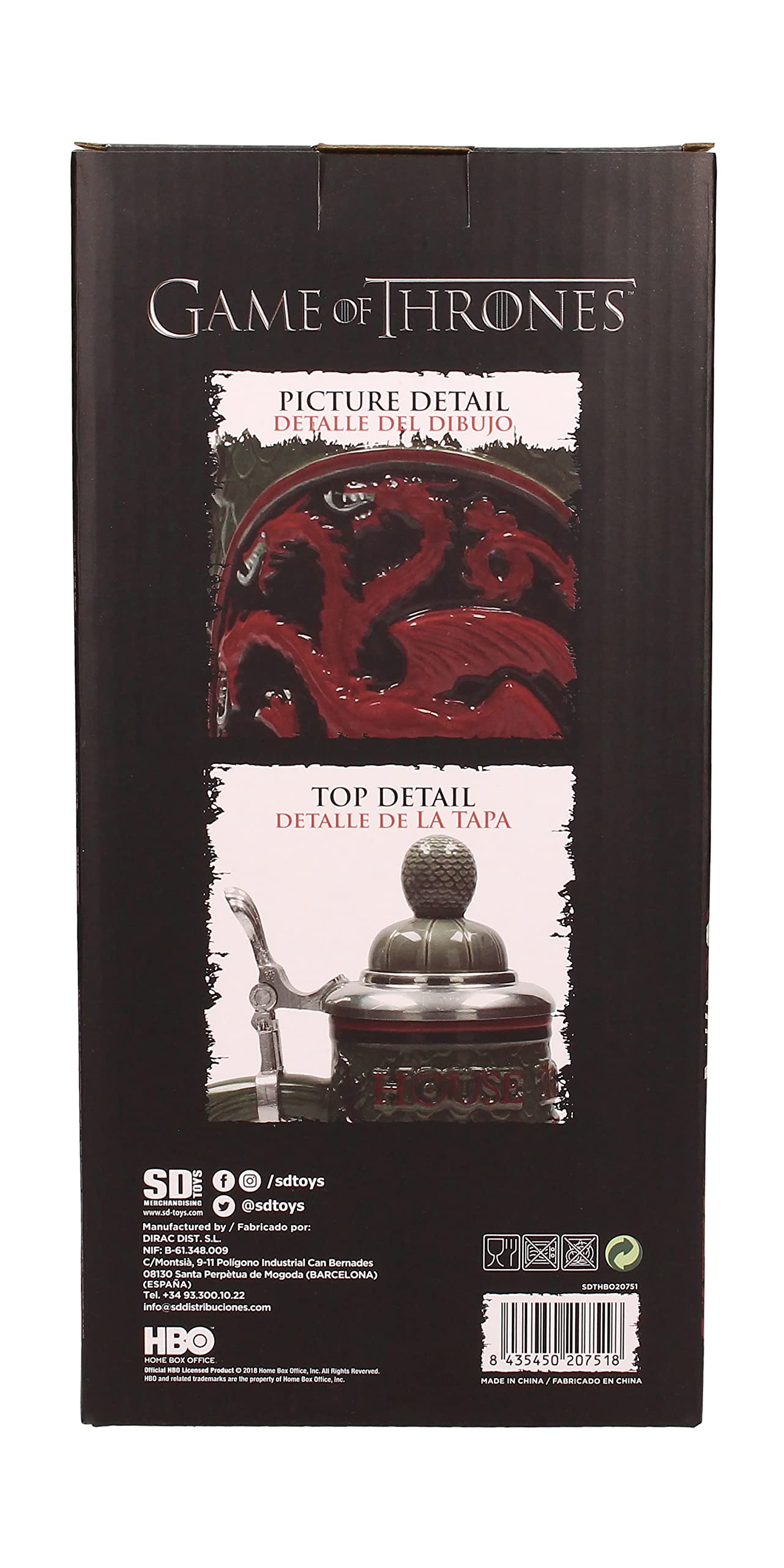 Sd Toys Ceramic Embossed Game Of Thrones Jug - Main Image