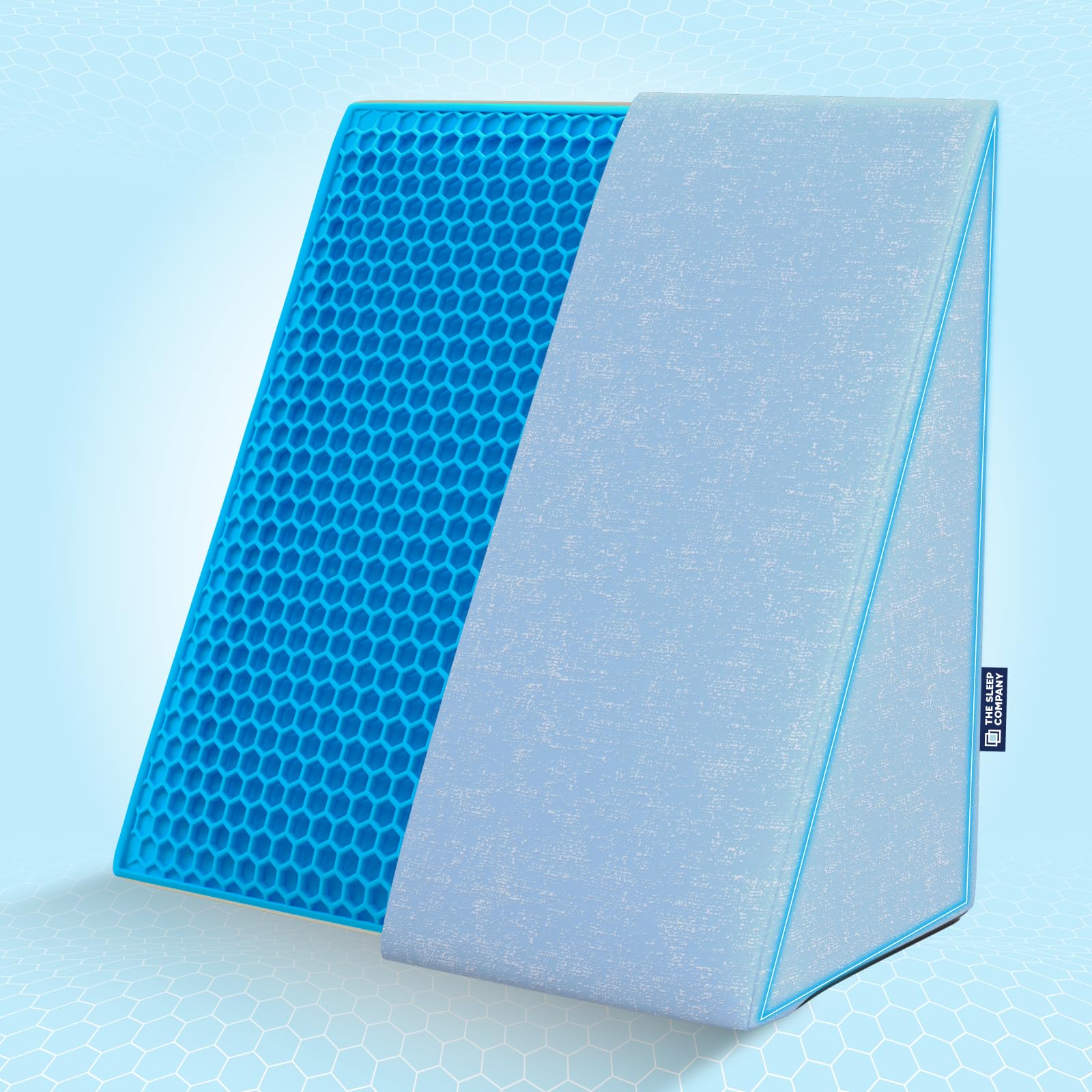 The Sleep Company SmartGRID Wedge Pillow | 4-in-1 Multi-Purpose Support Cushion for Back Pain, Acid Reflux, Snoring, Pregnancy & Post-Surgery | Wedge Cushion | Sky Blue Color | Pack of 1