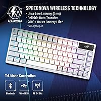 Vista 11 de ASUS Teclado mecánico inalámbrico ROG Azoth para juegos, 75% TKL, conectividad trimodo, interruptores lineales ROG NX Snow prelubricados Blanco