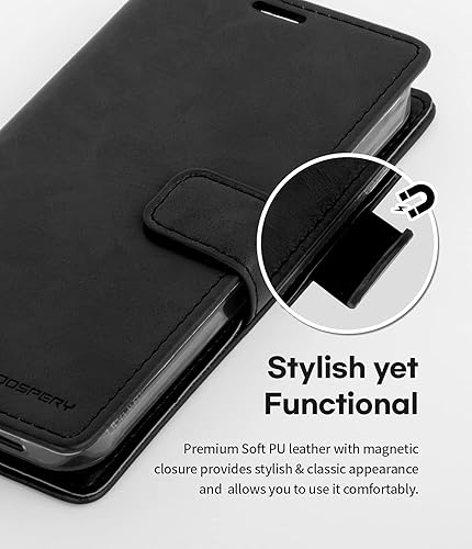 Miniatura 6 de GOOSPERY Bluemoon - Cartera compatible con iPhone 13 Pro Max, funda de piel sintética de alta calidad, soporte para tarjeta con tapa para teléfono