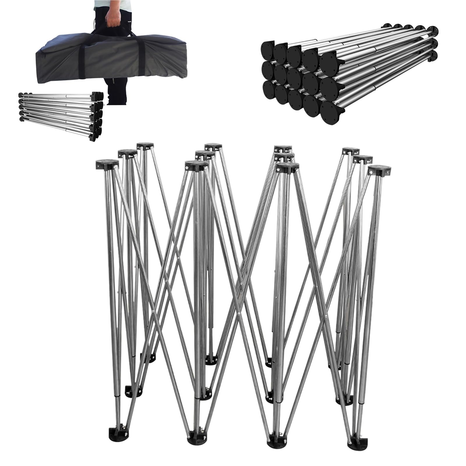 Mesa de trabajo plegable portátil de ciempiés con bolsa de almacenamiento, soporte plegable de 6 patas para garaje y carpintería, soporte de caballete resistente, ideal para proyectos de construcción