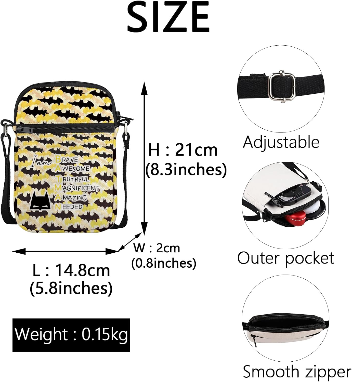 MEIKIUP Bat Movie Inspired Gifts for Fan Bat Character Makeup Cosmetic Bag Bat Lover Gift for Women (BRAVE CB) - Image 4