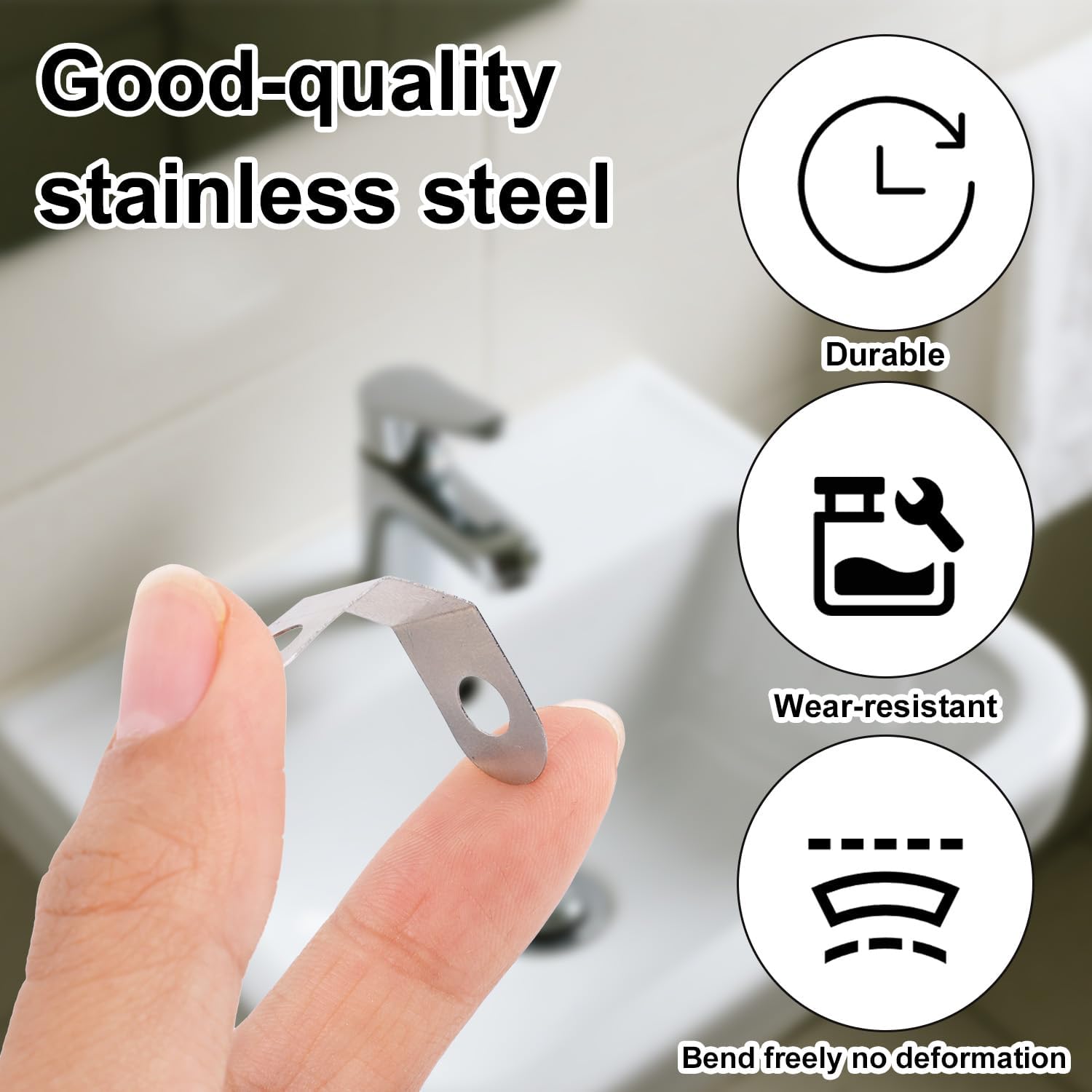 16pcs Pop-Up Clevis Clips Compatible with Danco 34807, Stainless Steel U-Shaped Spring Clip for Bathroom Sink and Tub Drain Linkage Assembly Repair