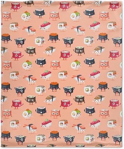 Vista 14 de Manta de sushi para regalo, manta de franela ultra suave y acogedora, manta de forro polar ligera y mullida, manta de felpa cálida para sofá, cama