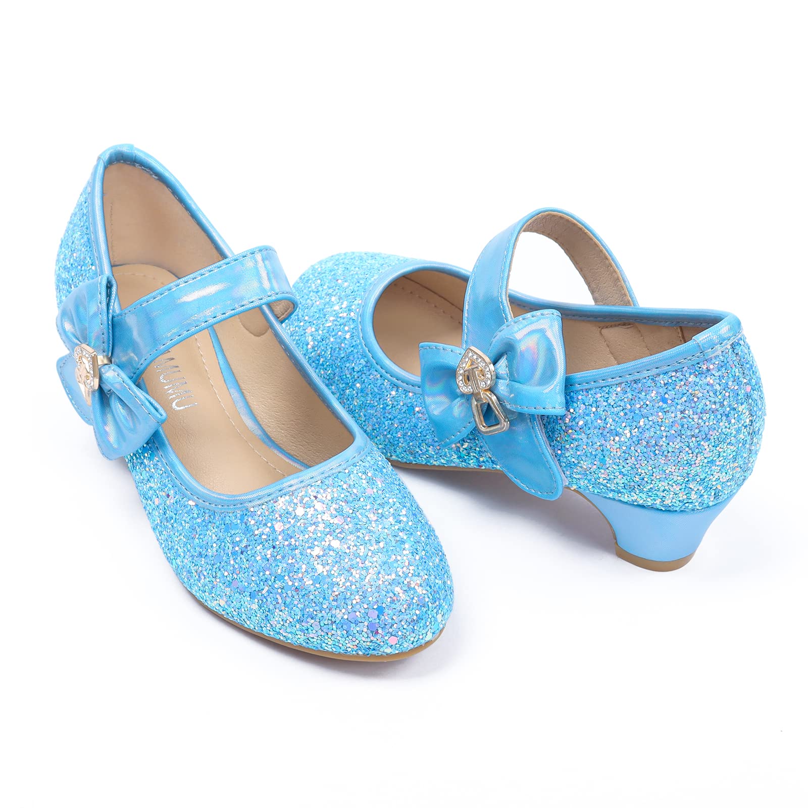 ADAMUMU Girls Low Heel Shoes PU Dress Shoes for Wedding(Little Big Kids)