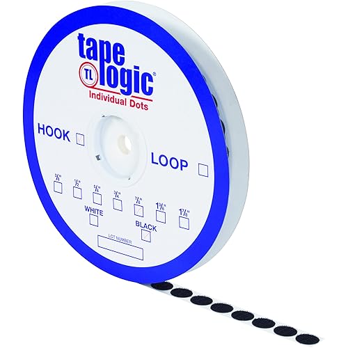 Tape Logic 34 pulgadas de diámetro, puntos adhesivos en la parte posterior, gancho, negro, para el aula y el hogar y la oficina. El lazo se vende