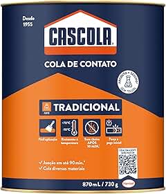 Cascola Cola Tradicional sem Toluol, Adesivo de Contato, 1x730g