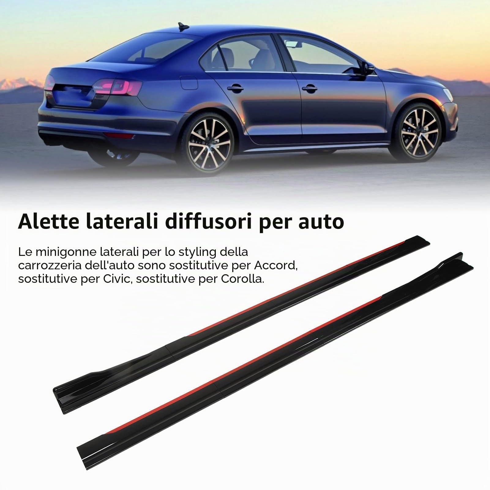 Pilipane Minigonne Laterali per Auto in Stile Sportivo, Miglioramenti Aerodinamici E 8 Pezzi Universali con Finiture in Nero Rosso Brillante, Alette Diffusore, Accessori Esterni per Auto