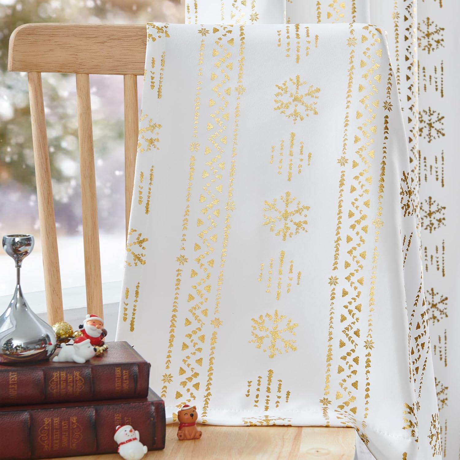 COLLACT Boho Snowflake Curtains Christmas Curtains 96 Inch