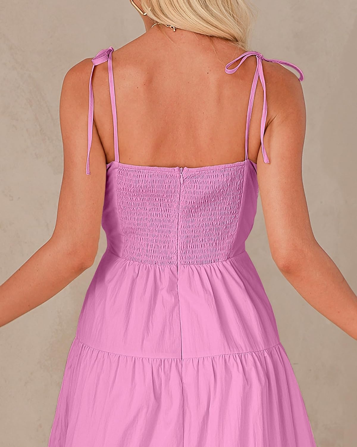 luvamia Long Flowy Dresses for Women Tiered Cut Out Midi Dress Self Tied Spaghetti Strap Summer Vacation Dinner Outfit - Image 5