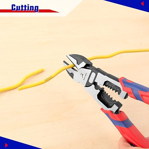 Miniatura 3 de Alicates de corte lateral diagonal de 9 pulgadas Pelacables Pelacables Multiuso Pelacables de alto apalancamiento Cortador Crimper Cortador Alicates