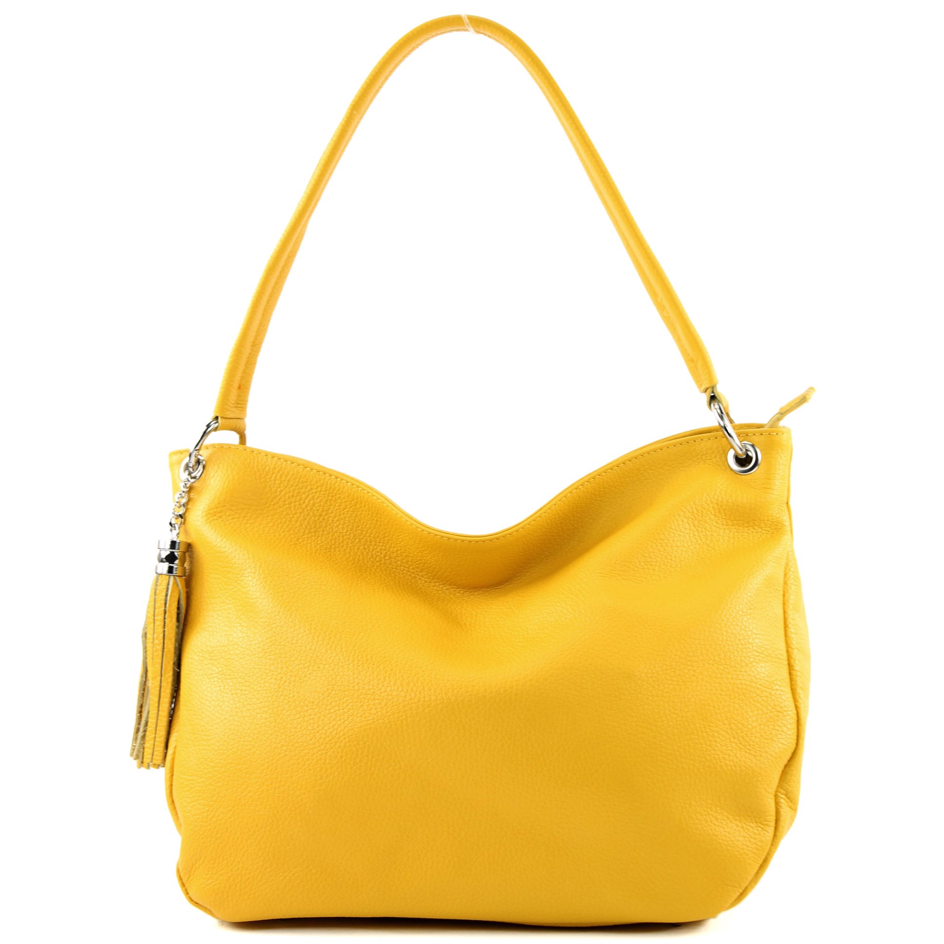 modamoda de - T154 - Borsa a tracolla in pelle, Giallo sole 2021, m